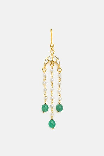 Gold Finish Glass Kundan Hair Pin For Girls