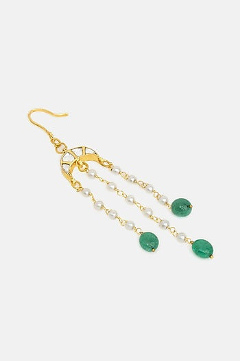 Gold Finish Glass Kundan Hair Pin For Girls