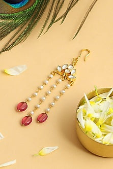 Gold Finish Glass Kundan Hair Pin For Girls