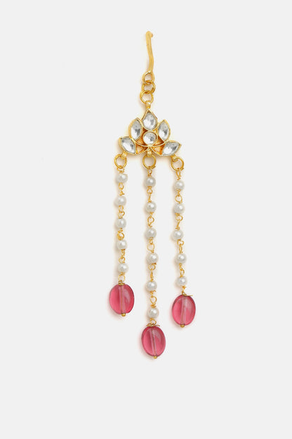 Gold Finish Glass Kundan Hair Pin For Girls