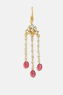 Gold Finish Glass Kundan Hair Pin For Girls