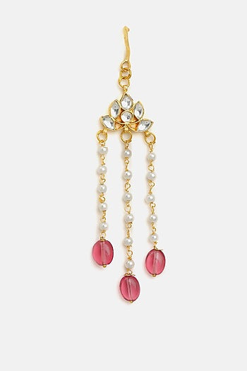 Gold Finish Glass Kundan Hair Pin For Girls