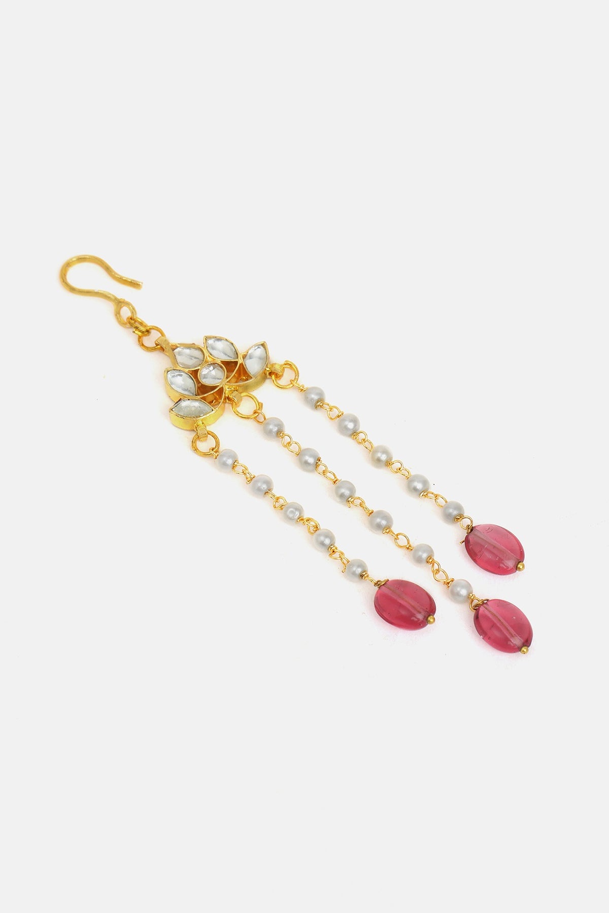 Gold Finish Glass Kundan Hair Pin For Girls