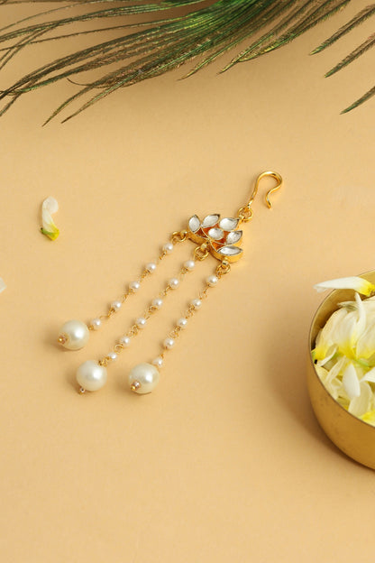 Gold Finish Glass Kundan Hair Pin For Girls