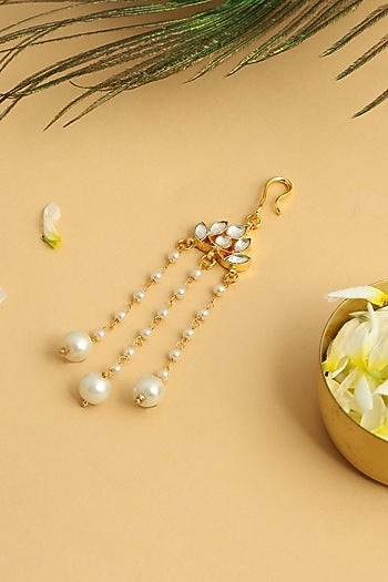 Gold Finish Glass Kundan Hair Pin For Girls