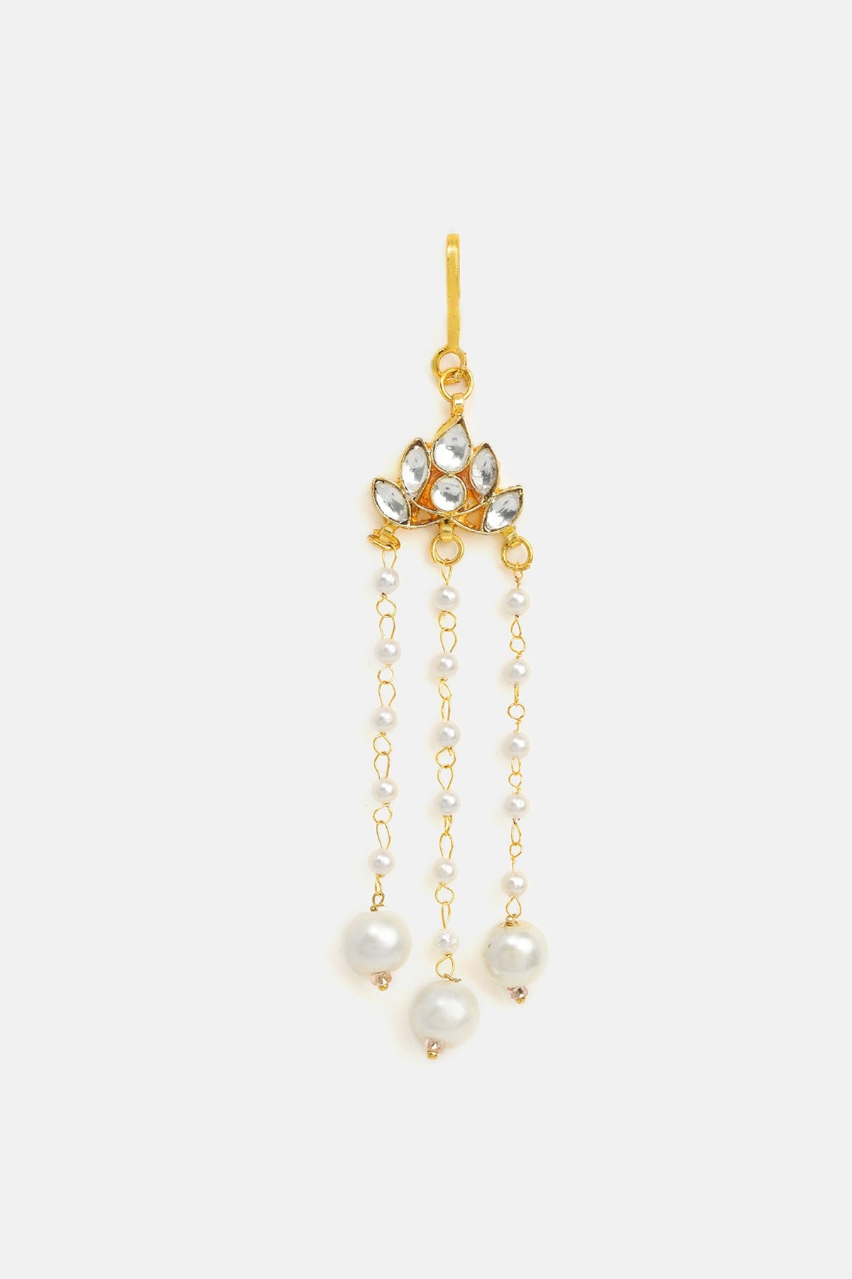Gold Finish Glass Kundan Hair Pin For Girls