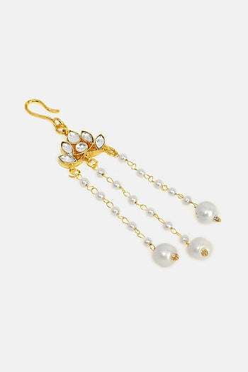 Gold Finish Glass Kundan Hair Pin For Girls