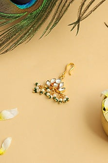 Gold Finish Glass Kundan Hair Pin For Girls