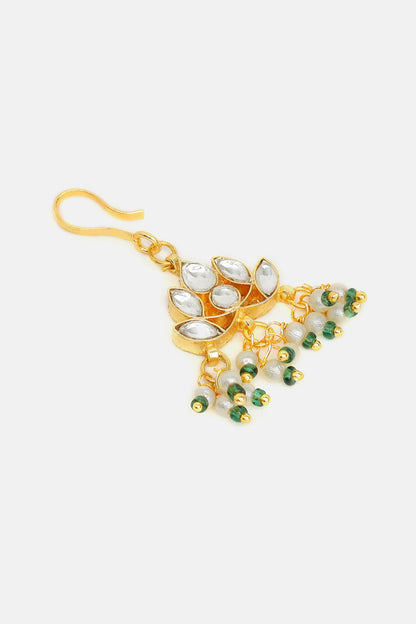 Gold Finish Glass Kundan Hair Pin For Girls