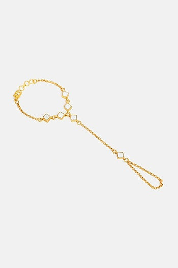 Gold Finish Glass Kundan Haathphool For Girls (Set of 2)