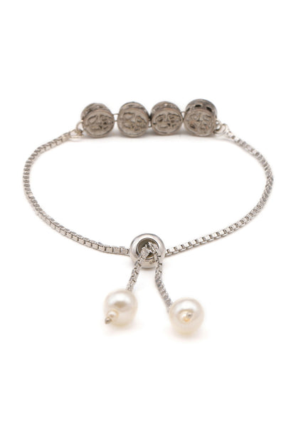 Black Rhodium Finish Kundan Polki Bracelet For Girls