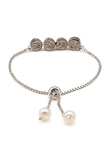 Black Rhodium Finish Kundan Polki Bracelet For Girls