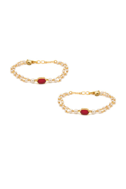 Gold Finish Kundan Polki Anklets For Girls