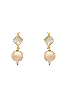 Gold Finish Kundan Polki Earrings & Maangtikka Set For Girls
