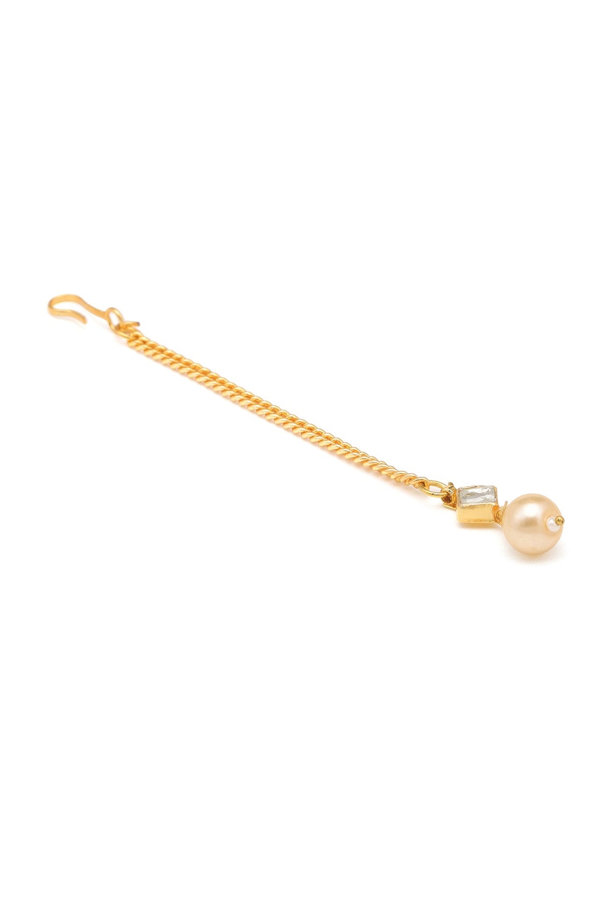 Gold Finish Kundan Polki Earrings & Maangtikka Set For Girls
