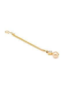 Gold Finish Kundan Polki Earrings & Maangtikka Set For Girls