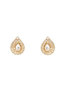 Gold Finish Kundan Polki & Semi Precious Stone Necklace Set For Girls