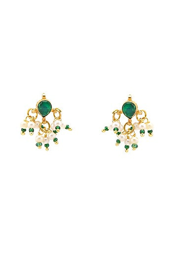 Gold Finish Kundan Polki Necklace Set For Girls