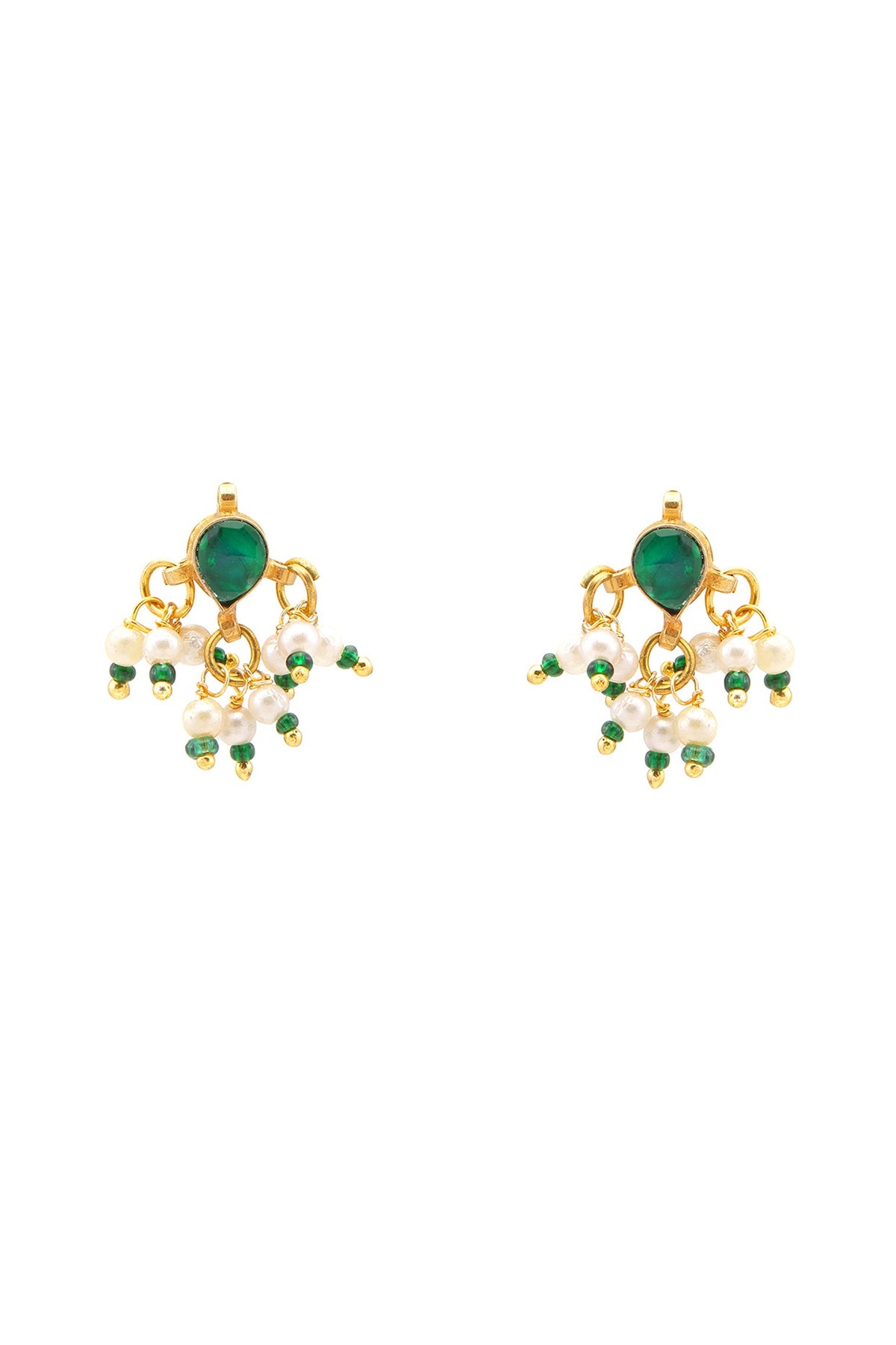 Gold Finish Kundan Polki Necklace Set For Girls