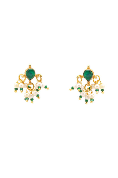 Gold Finish Kundan Polki Necklace Set For Girls