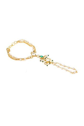 Gold Finish Kundan Polki Necklace Set For Girls
