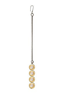 Two Tone Finish Kundan Polki & Gold Stone Maangtikka For Girls