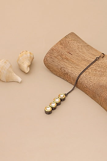 Two Tone Finish Kundan Polki & Gold Stone Maangtikka For Girls