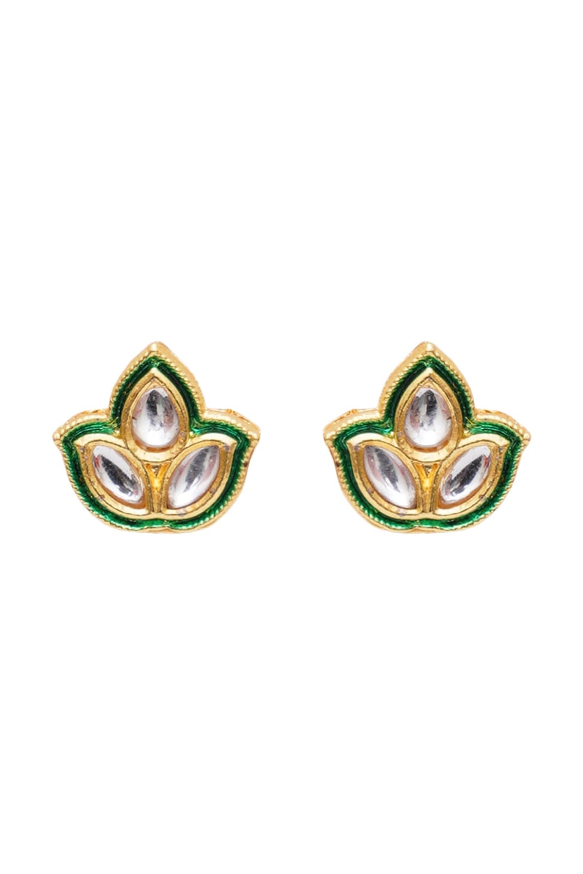 Gold Finish Meenakari Stud Earrings