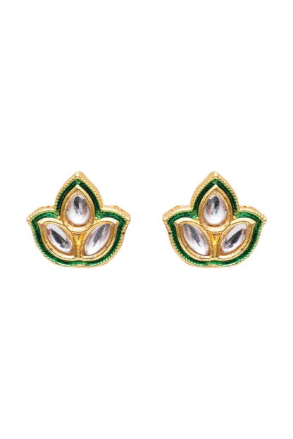 Gold Finish Meenakari Stud Earrings