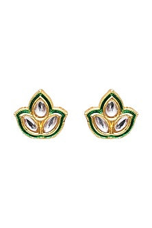 Gold Finish Meenakari Stud Earrings