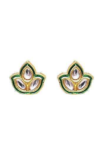 Gold Finish Meenakari Stud Earrings