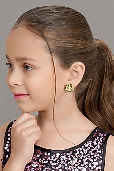 Gold Finish Meenakari Stud Earrings