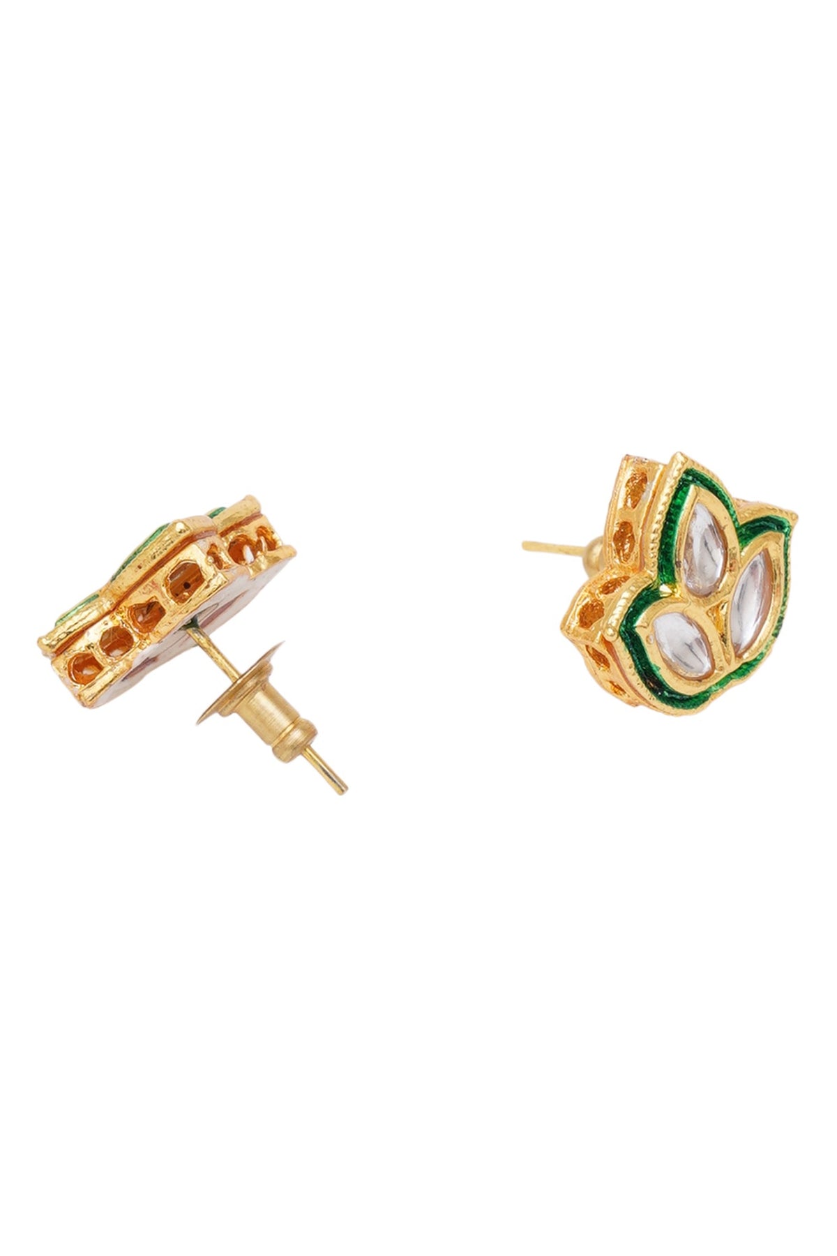 Gold Finish Meenakari Stud Earrings
