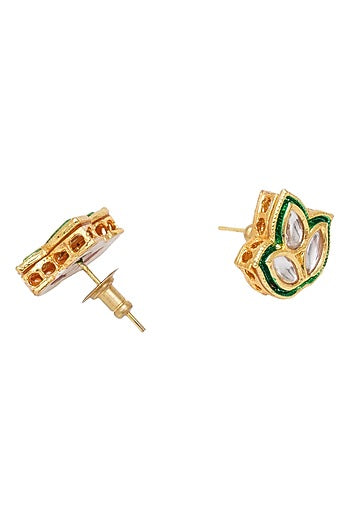 Gold Finish Meenakari Stud Earrings