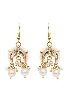 Gold Finish Kundan Polki & Pearl Earrings