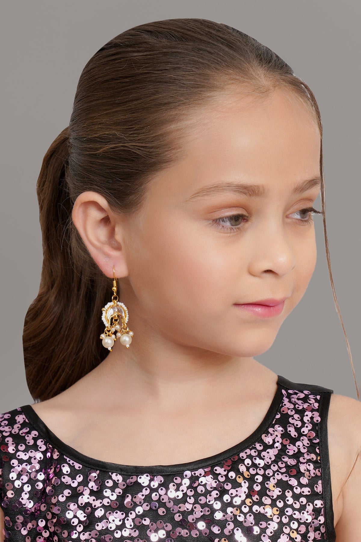 Gold Finish Kundan Polki & Pearl Earrings