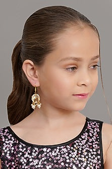 Gold Finish Kundan Polki & Pearl Earrings