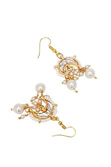 Gold Finish Kundan Polki & Pearl Earrings