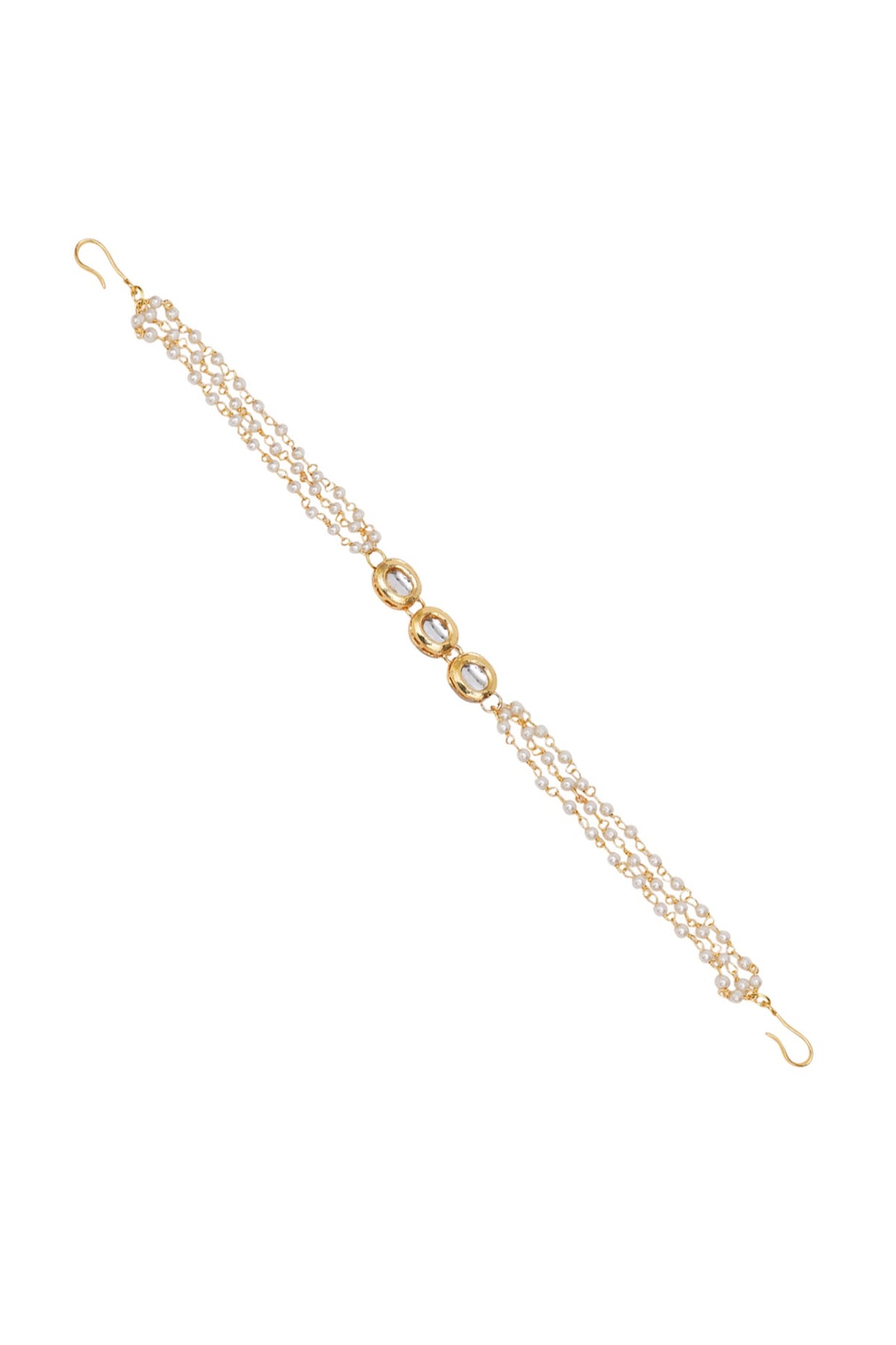 Gold Finish Kundan Polki Layered Head Piece