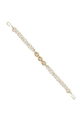 Gold Finish Kundan Polki Layered Head Piece