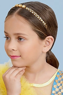 Gold Finish Kundan Polki Layered Head Piece