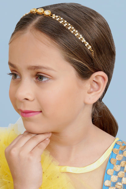 Gold Finish Kundan Polki Layered Head Piece