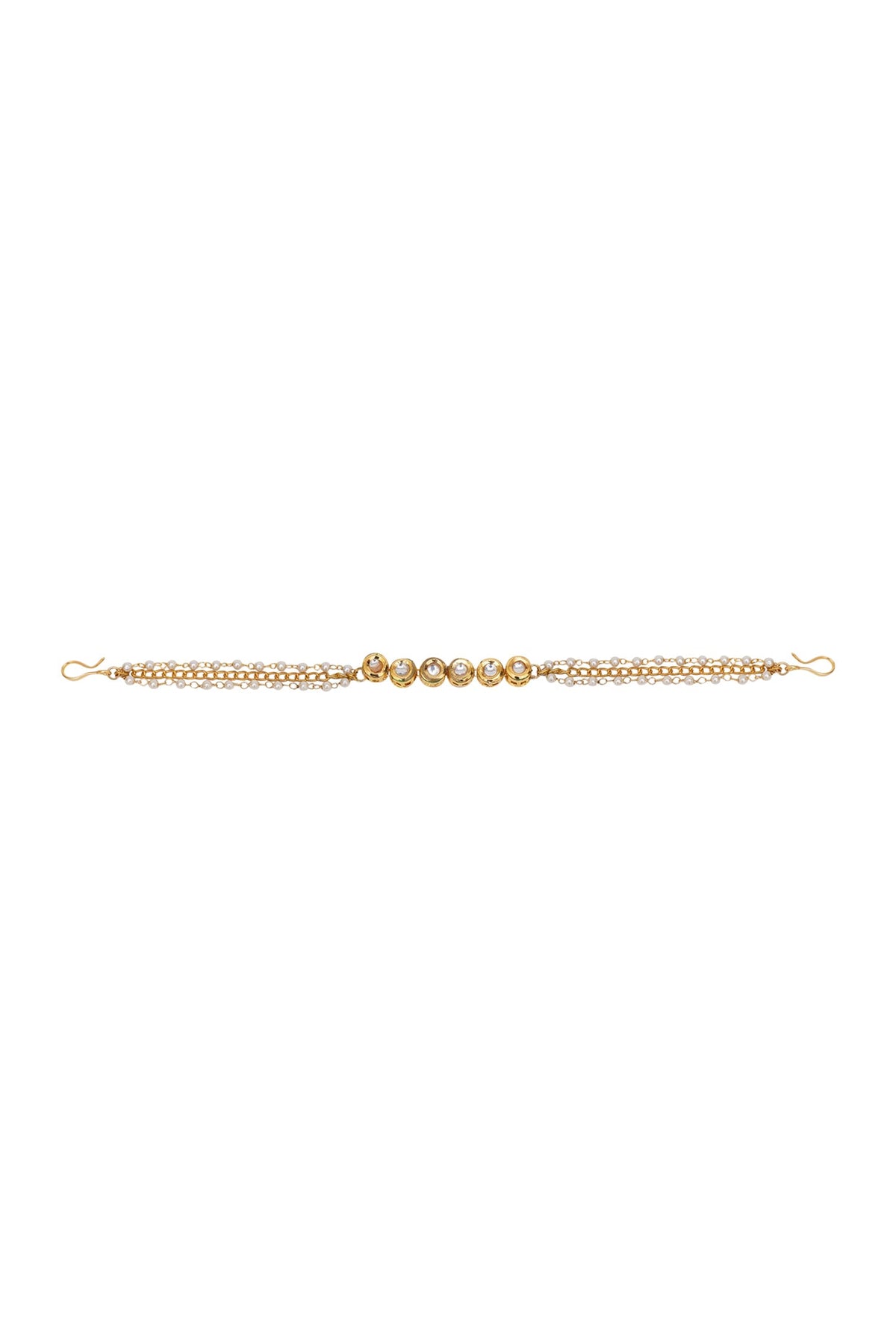 Gold Finish Kundan Polki Layered Head Piece