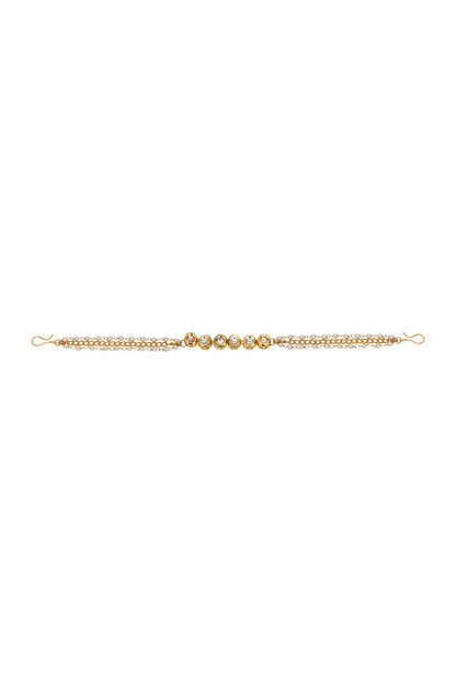 Gold Finish Kundan Polki Layered Head Piece