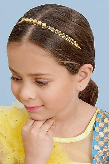 Gold Finish Kundan Polki Layered Head Piece