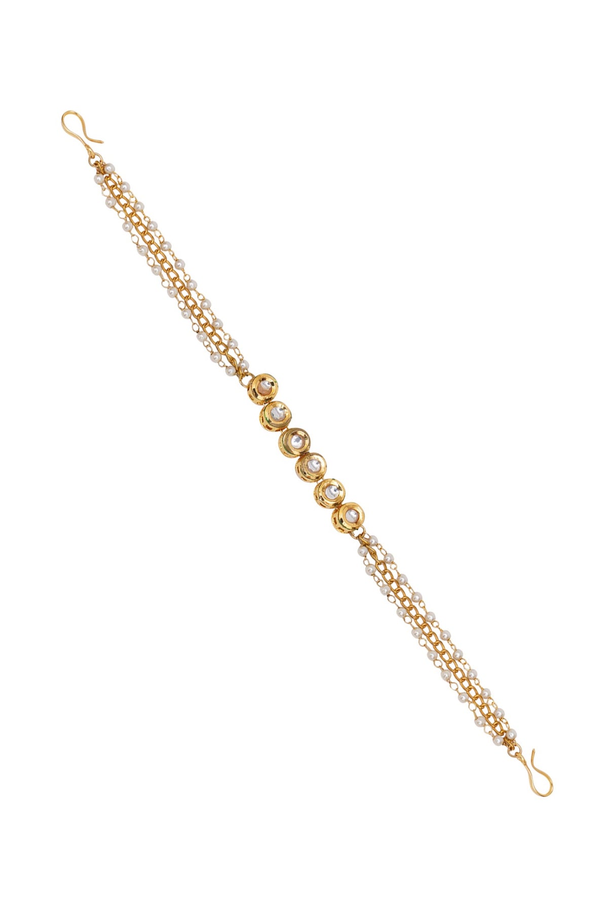 Gold Finish Kundan Polki Layered Head Piece