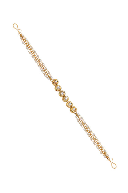 Gold Finish Kundan Polki Layered Head Piece