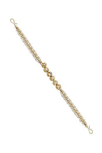 Gold Finish Kundan Polki Layered Head Piece