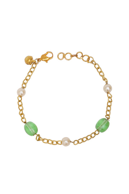 Gold Finish Pearl & Stone Bracelet