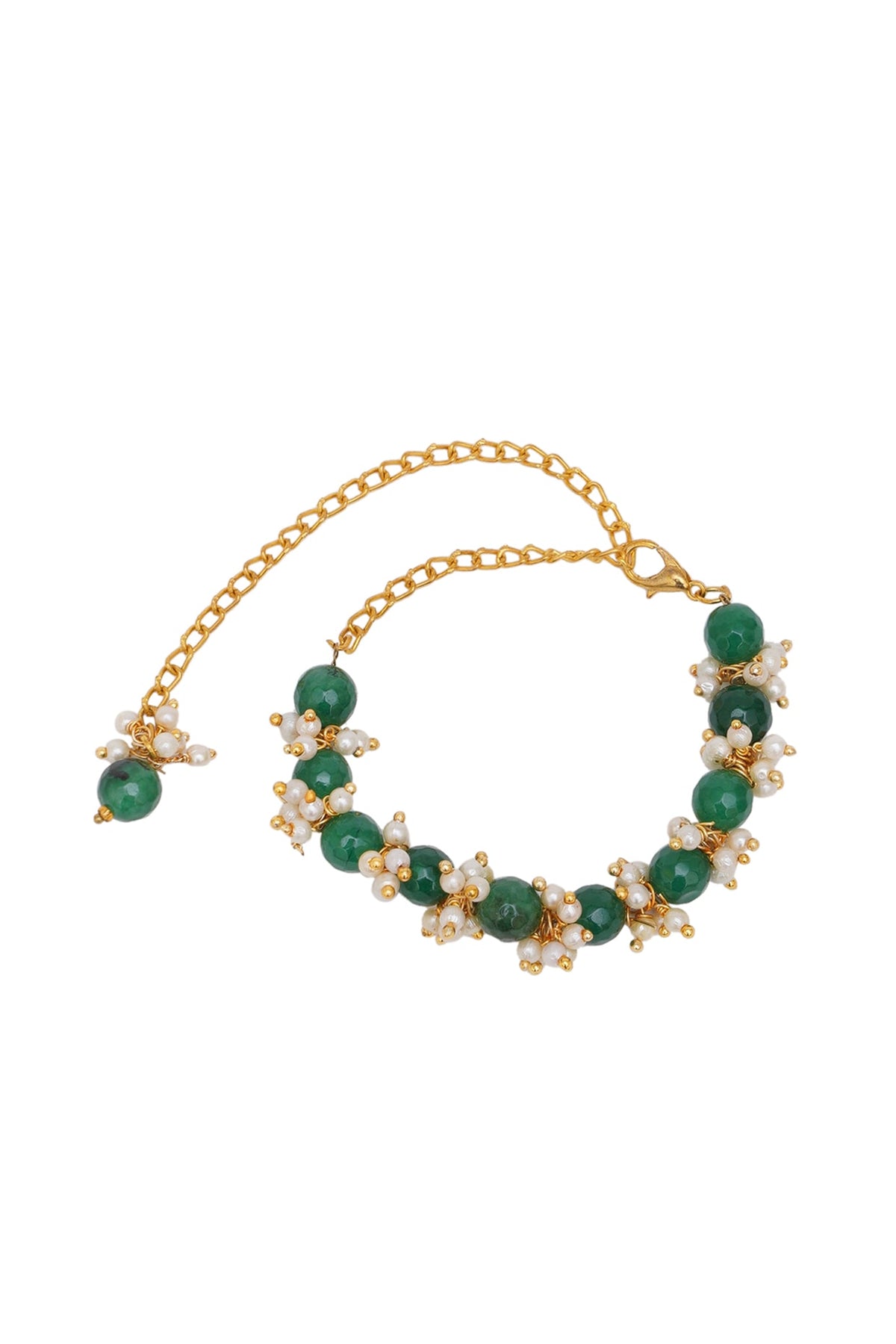 Gold Finish Stone & Pearl Bracelet